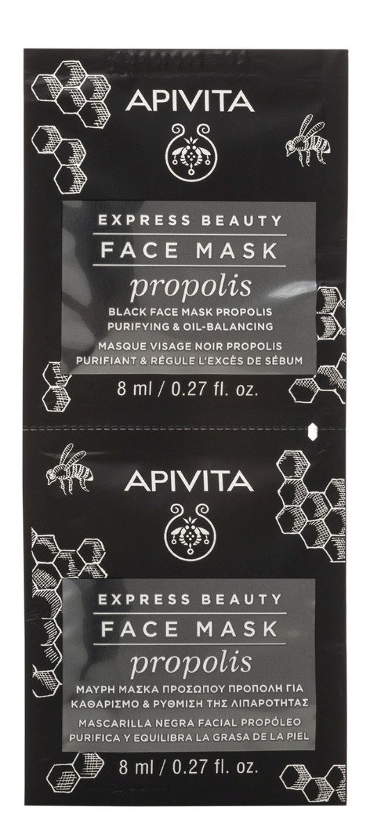 Apivita Express Beauty Propolis - oczyszczająco-regulująca czarna maseczka do twarzy 2x8ml