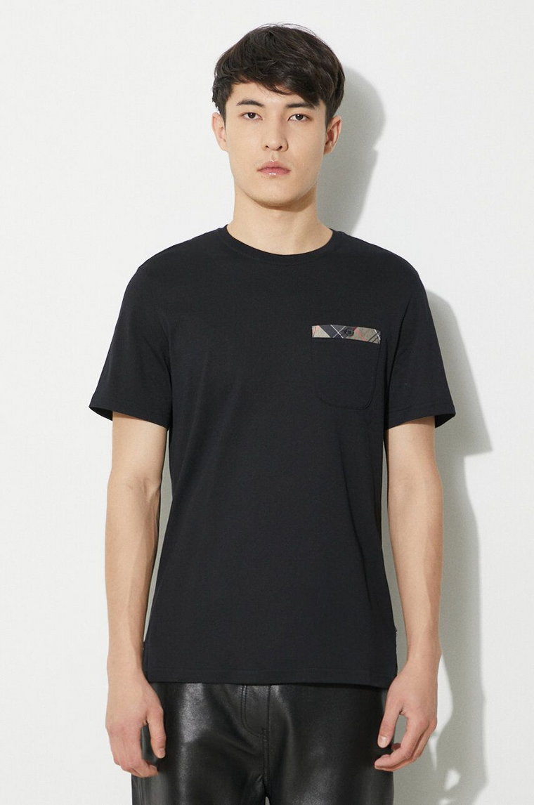 Barbour t-shirt bawełniany Durness Pocket Tee męski kolor czarny gładki MTS0682
