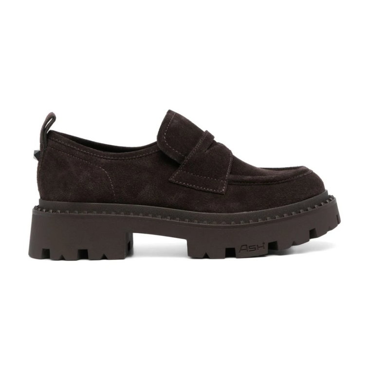 Brązowe Loafersy z Ozdobnymi Nitami ASH