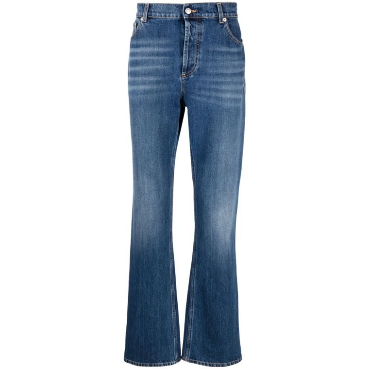 Indigo Bootcut Jeansy z Denimu Alexander McQueen