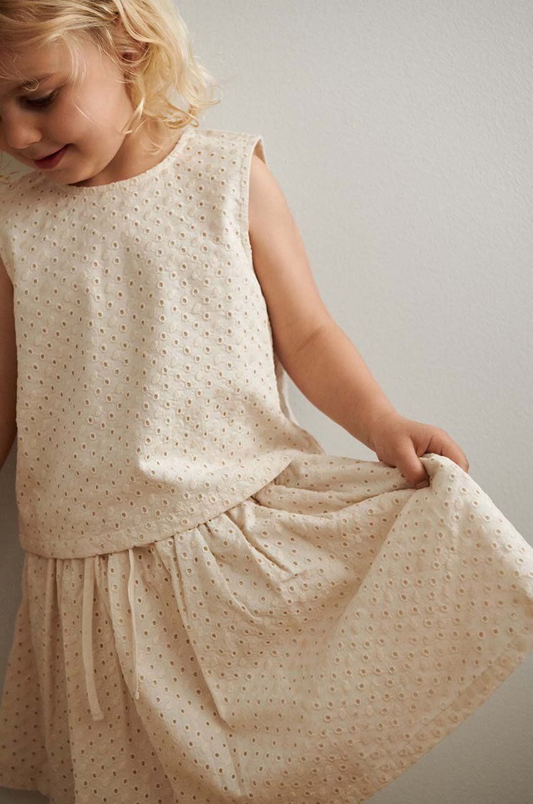Liewood spódnica bawełniana dziecięca Padua kolor beżowy mini rozkloszowana