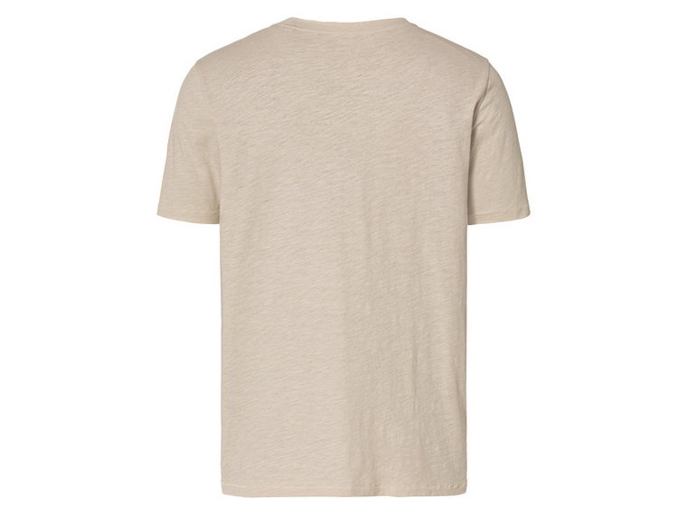 LIVERGY T-shirt męski bawełniany z dzianiny typu slub (S (44/46), Beżowy)