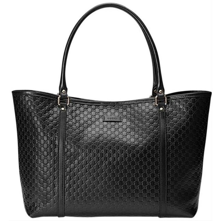 Czarna skórzana torba Microguccissima Soft Tote dla kobiet Model 449647 Bmj1G 1000 Gucci