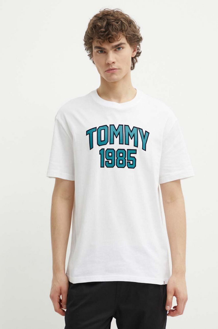 Tommy Jeans t-shirt bawełniany męski kolor biały z nadrukiem DM0DM18559
