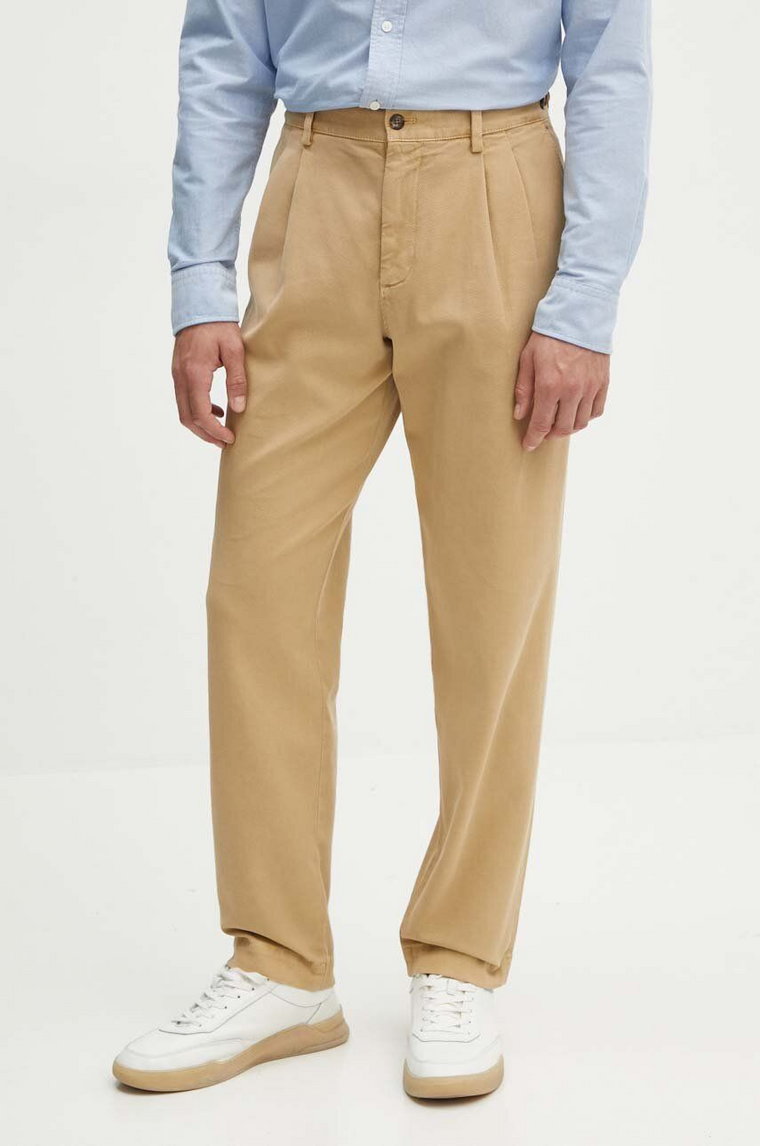 Tommy Hilfiger spodnie męskie kolor beżowy w fasonie chinos MW0MW35639