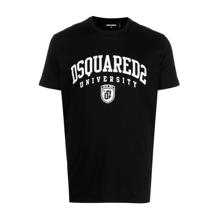 Czarna koszulka z nadrukiem uniwersyteckim Dsquared2