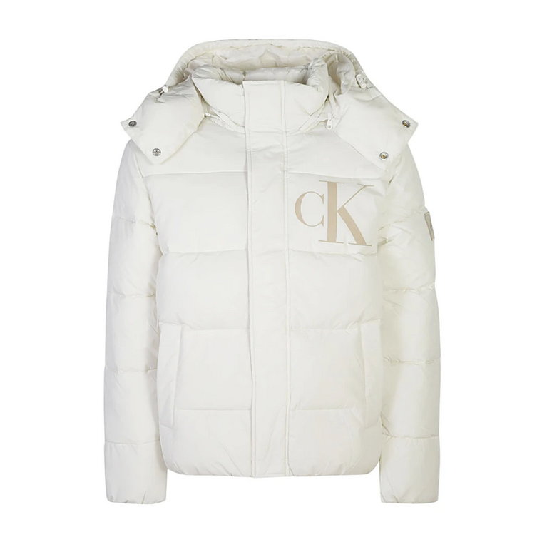 Biała Parka Męska Kurtka Zimowa Calvin Klein Jeans