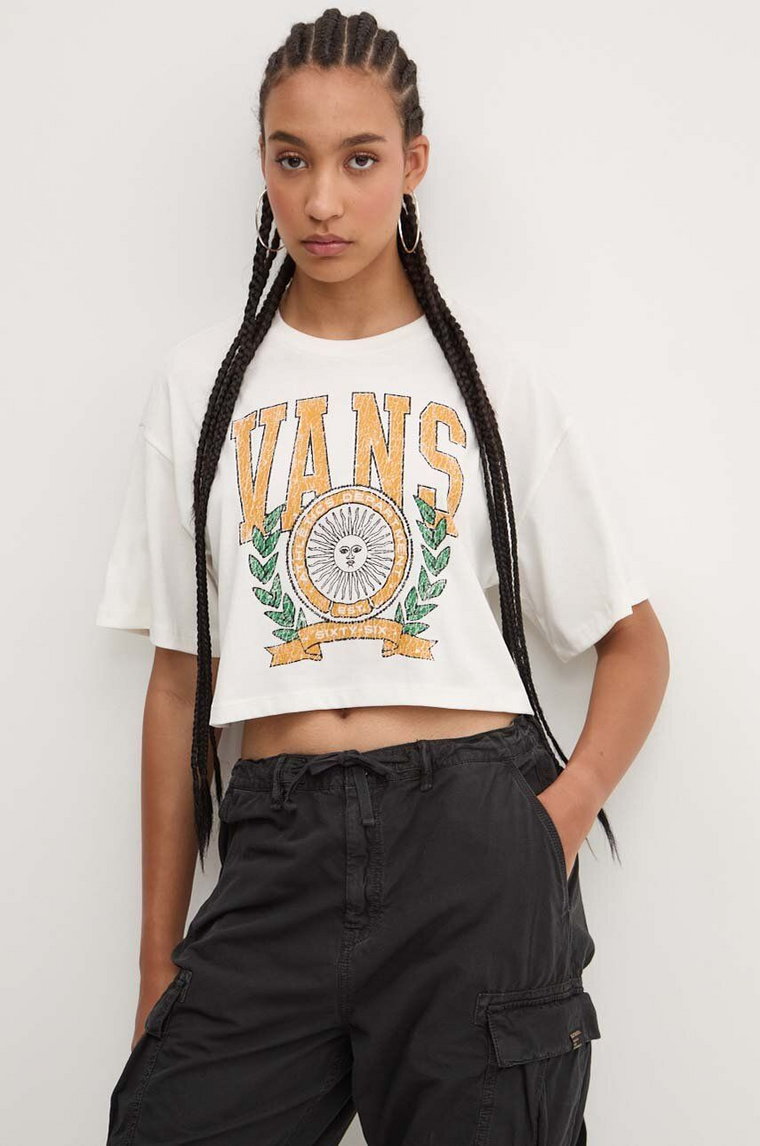 Vans t-shirt bawełniany damski kolor beżowy VN000HHEFS81