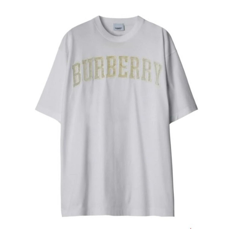 Biała Bawełniana Koszulka z Logo Burberry