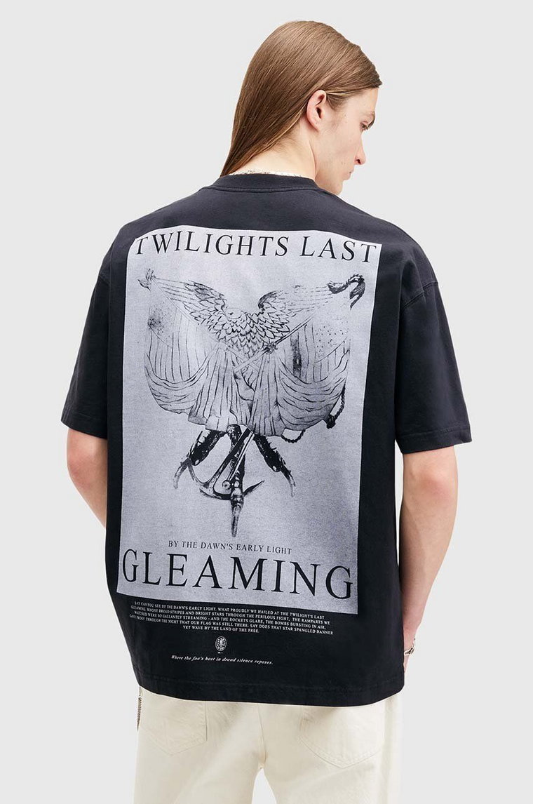 AllSaints t-shirt bawełniany TWILIGHT męski kolor czarny z nadrukiem M042PB