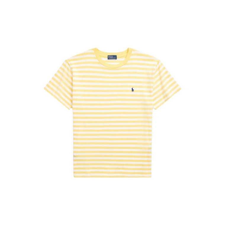 Koszulka z paskami z jerseyu w kolorze Chrome Yellow/White Ralph Lauren
