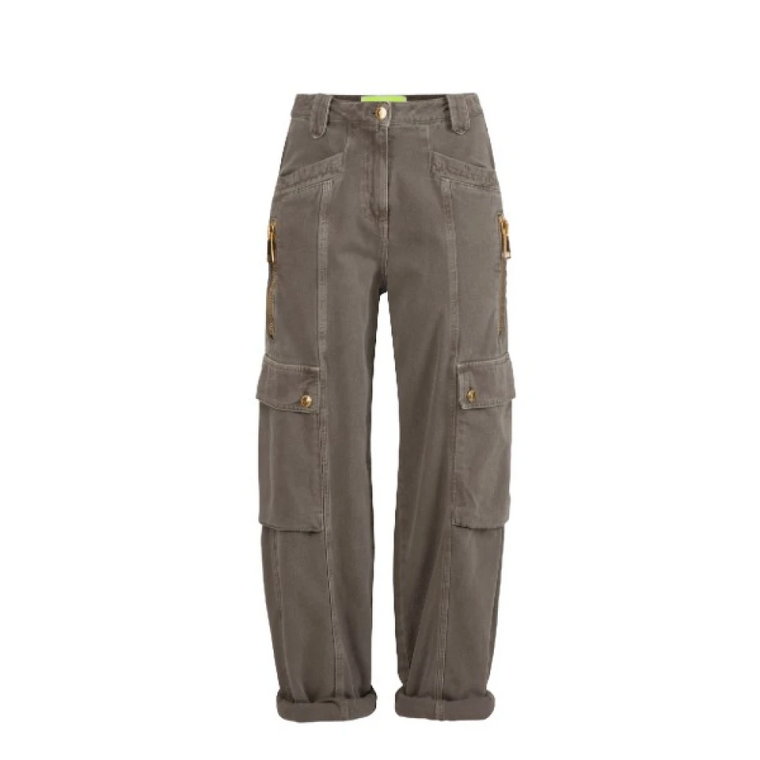 Cargo jeansy z szerokimi nogawkami i kieszeniami Elisabetta Franchi
