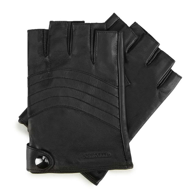 Męskie rękawiczki skórzane bez palców czarne