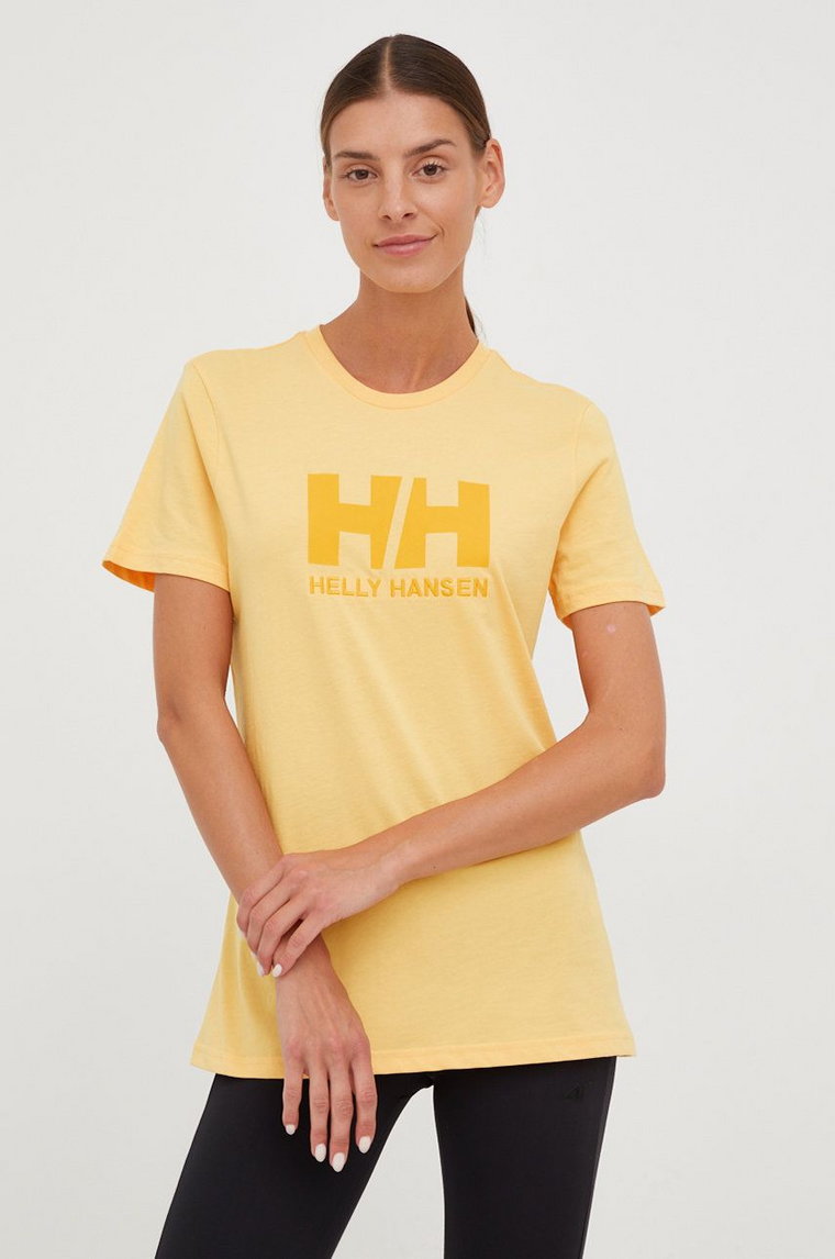 Helly Hansen t-shirt bawełniany kolor pomarańczowy 34112-001