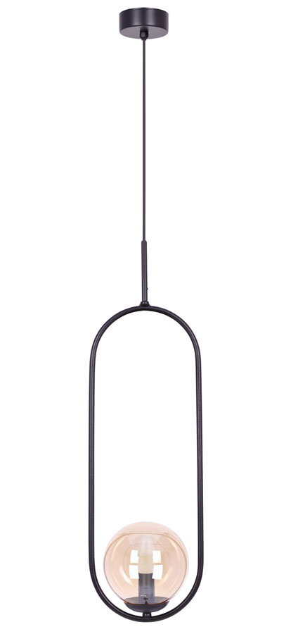 Lampa wisząca geometryczna z bursztynowym kloszem - A198-Anoba