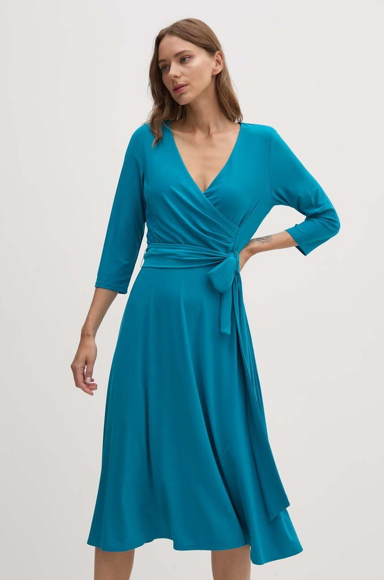 Lauren Ralph Lauren sukienka kolor niebieski mini rozkloszowana
