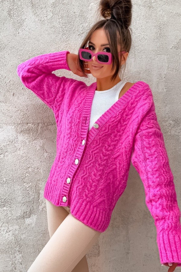 Sweter na guziki chiara różowy