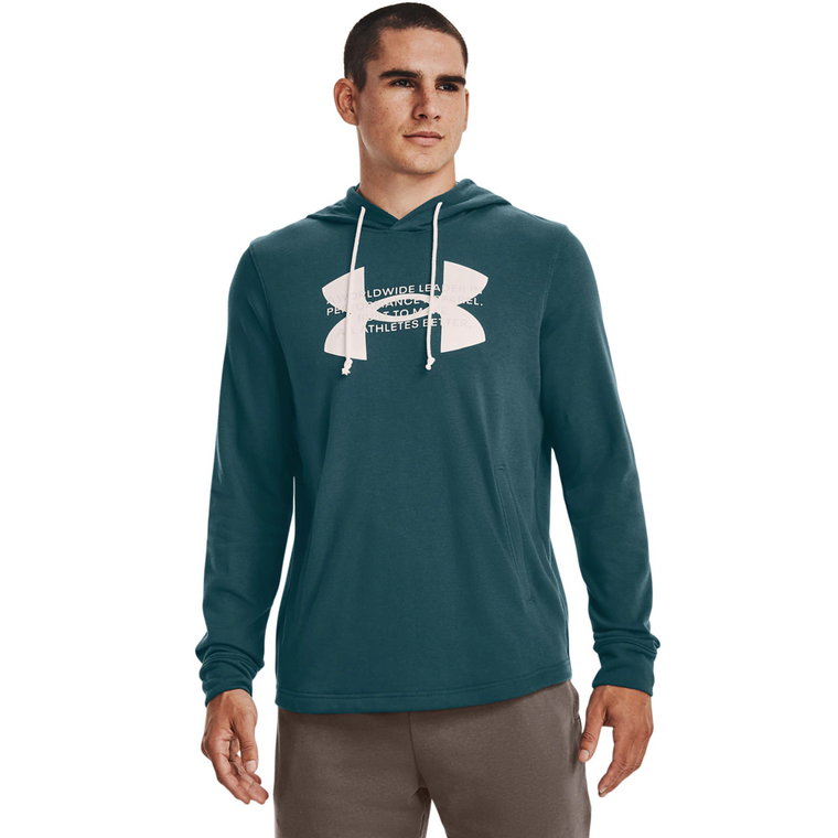 Męska bluza dresowa nierozpinana z kapturem Under Armour UA Rival Terry Logo Hoodie - zielona