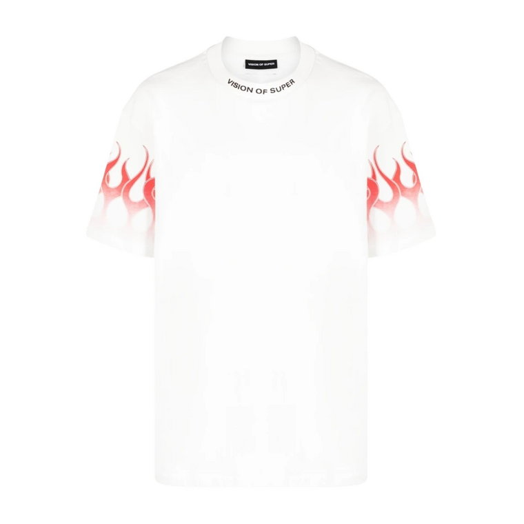Biała koszulka z nadrukiem ognia Vision OF Super