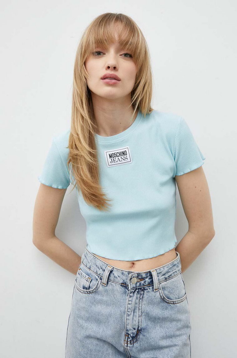 Moschino Jeans top damski kolor niebieski