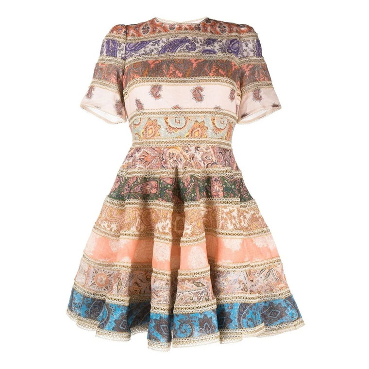 Wielokolorowa Mini Sukienka z Graficznym Wzorem Zimmermann