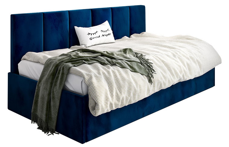 Granatowe łóżko z oparciem Barnet 7X - 3 rozmiary