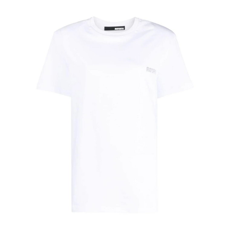 Biała przycięta koszulka z logo Rotate Birger Christensen