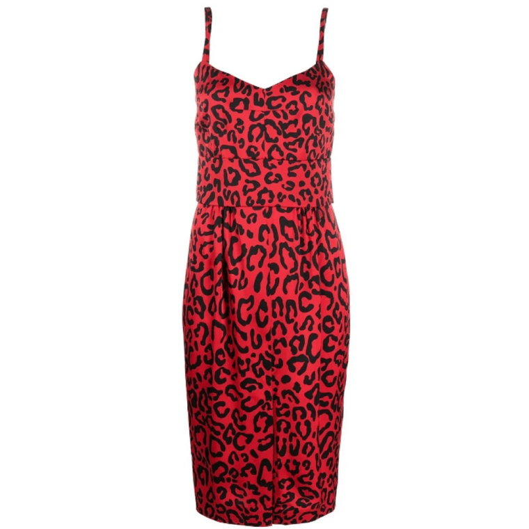 Pewna siebie Sukienka w stylu Leopard-Print Midi Dolce & Gabbana