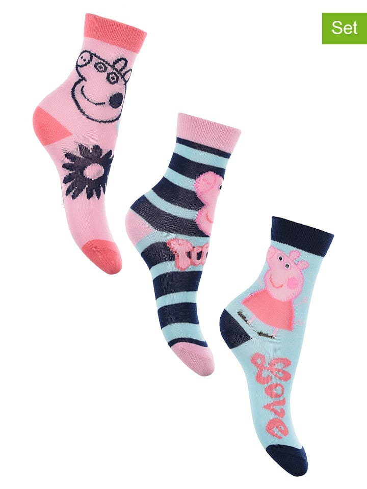 Peppa Pig Skarpety (3 pary) w różnych kolorach