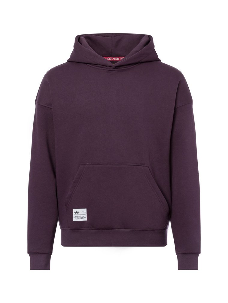 Alpha Industries Męski sweter z kapturem Mężczyźni Materiał dresowy lila jednolity, S