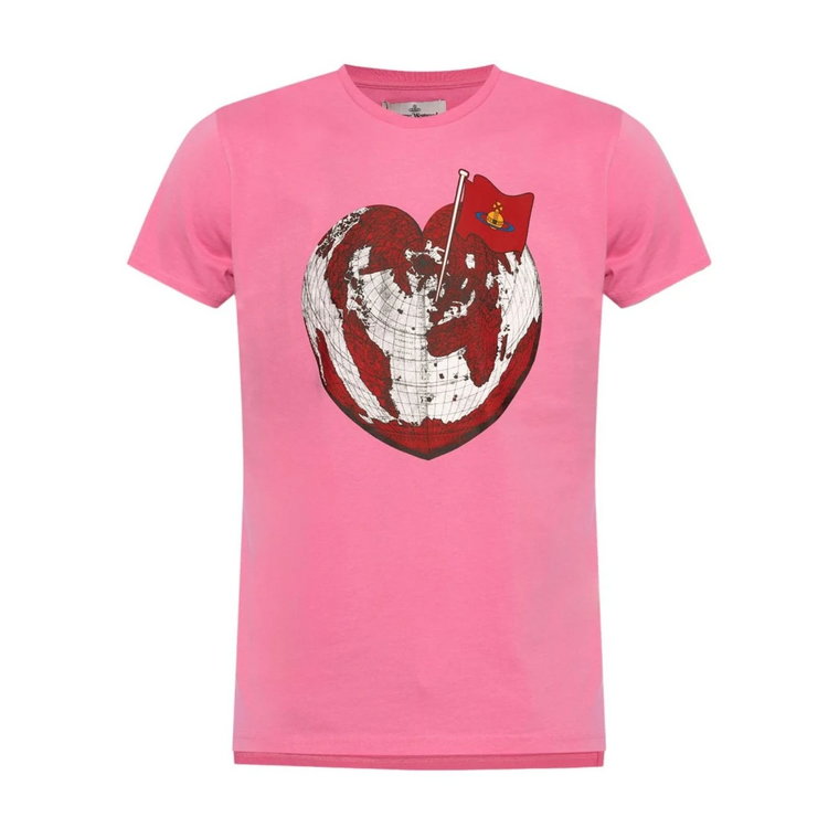 Różowa T-shirt z nadrukiem logo Vivienne Westwood