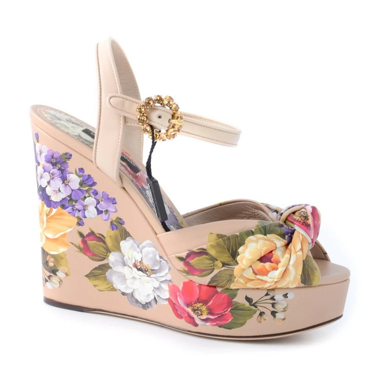 Kwiatowe Koturny z 12cm Obcasem Dolce & Gabbana