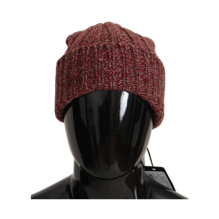 Bordeaux Czapka Beanie z Mieszanką Kaszmiru/Włókna Wełnianego Dolce & Gabbana