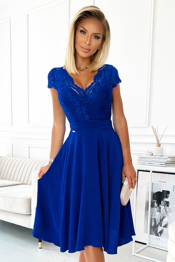 Sukienka z koronkową górą - niebieska