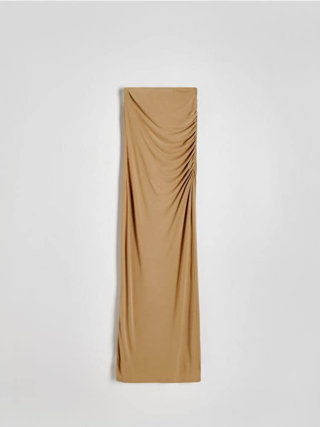 Reserved - Sukienka maxi z prostym dekoltem - ciemnozielony