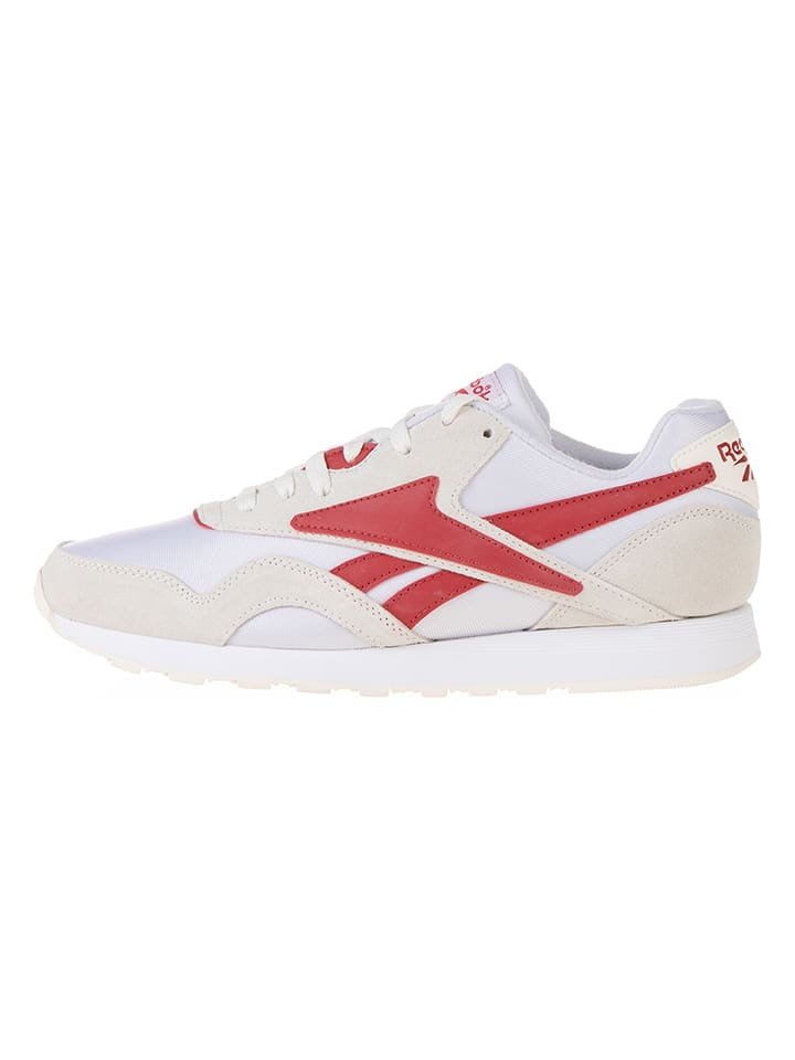 Reebok Sneakersy "Classic Nylon Plus 1" w kolorze biało-beżowo-czerwonym