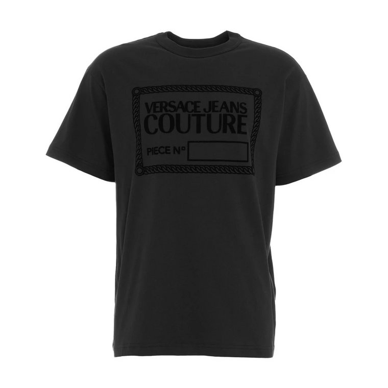 Czarna Koszulka z Nadrukiem Logo dla Mężczyzn Versace