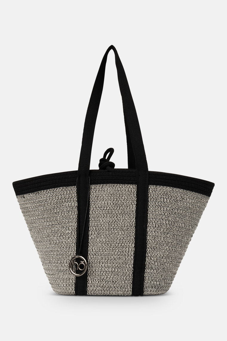 Pleciona torba plażowa NOBO czarno-biała