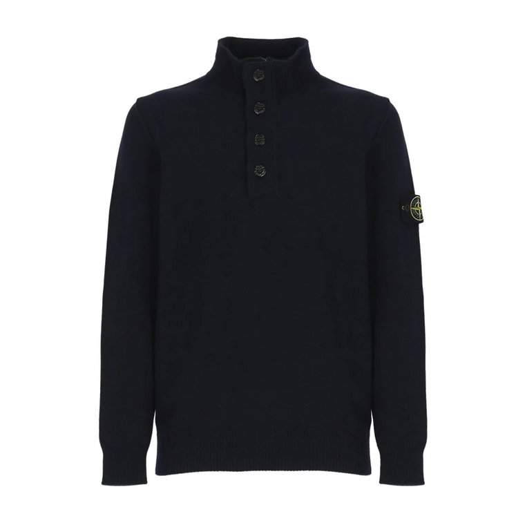 Niebieski Sweter z Kontrastowym Emblematem Stone Island