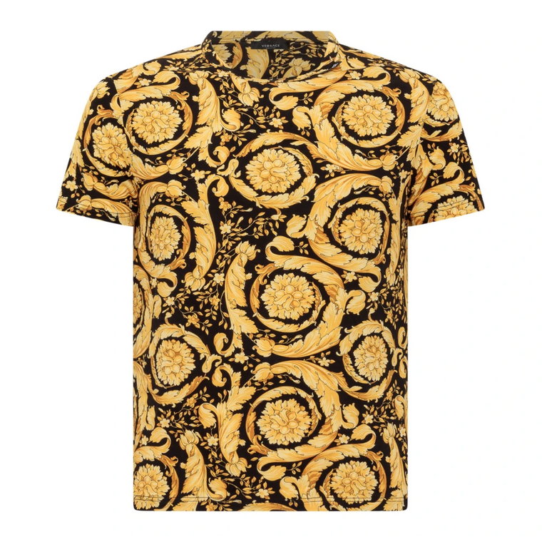 Złota koszulka z okrągłym dekoltem Versace