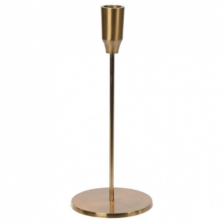 świecznik na długą świecę aluminiowy złoty 25 cm kod: O-569511