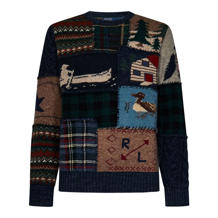 Wielokolorowe Swetry z Dzianym O-neck Polo Ralph Lauren
