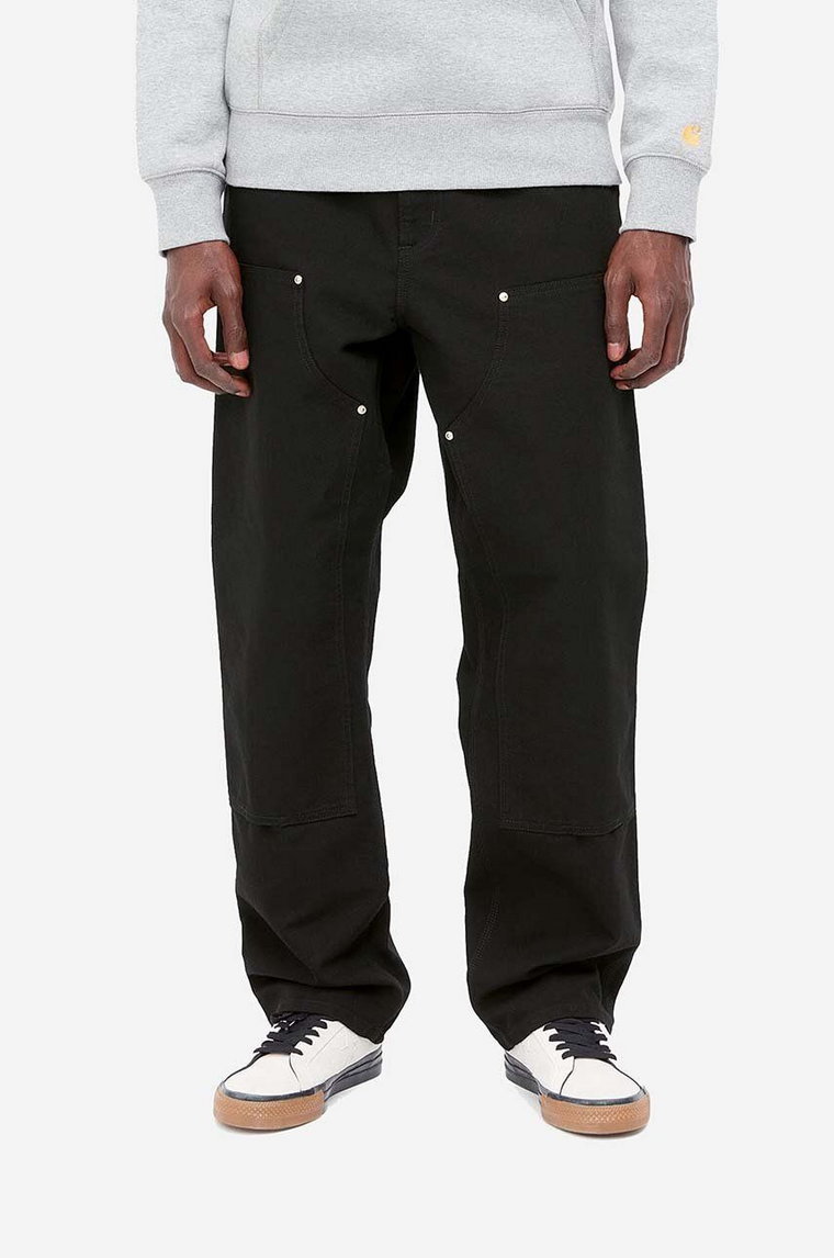 Carhartt WIP spodnie bawełniane Double Knee Pant kolor czarny proste I031501-BLACK