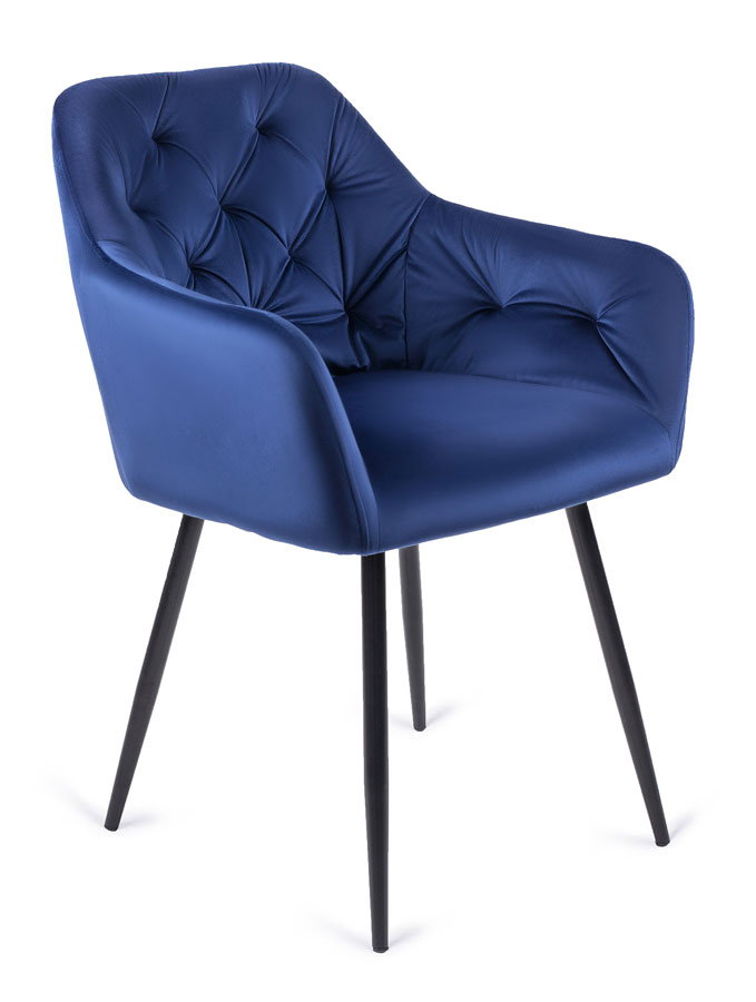 Granatowe pikowane krzesło fotelowe - Damo
