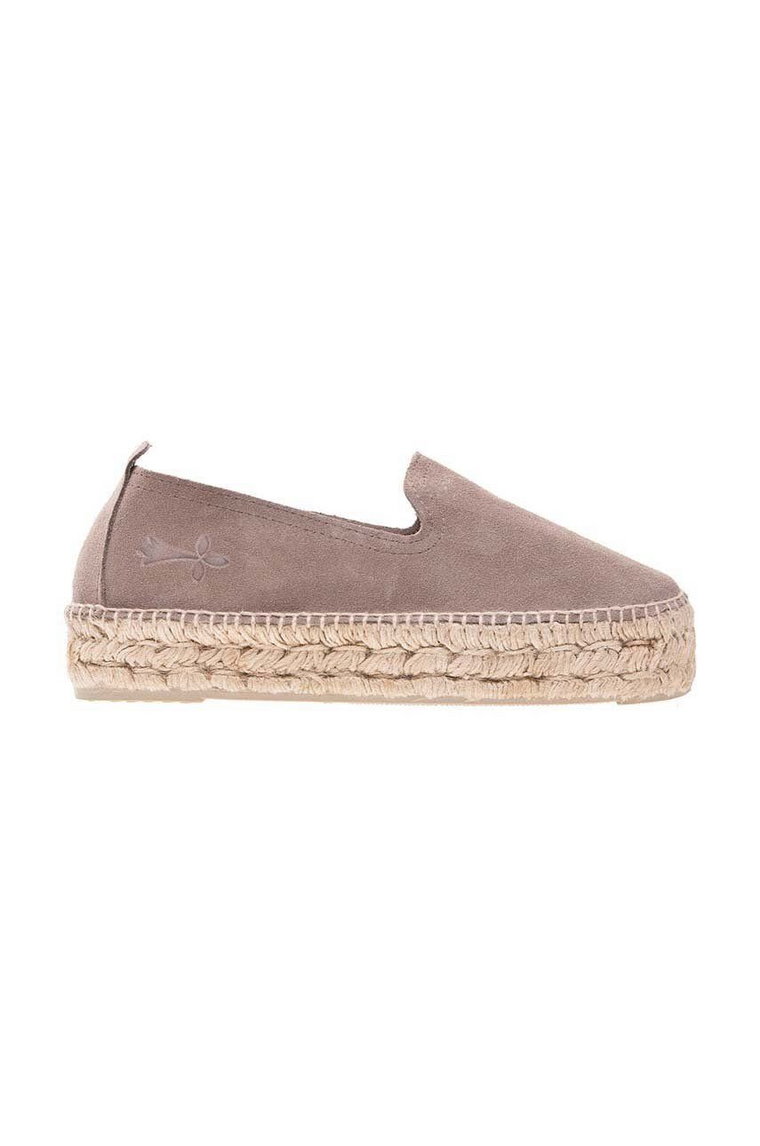 Manebi espadryle zamszowe Double Sole Espadrilles kolor brązowy na platformie K 1.9 D0