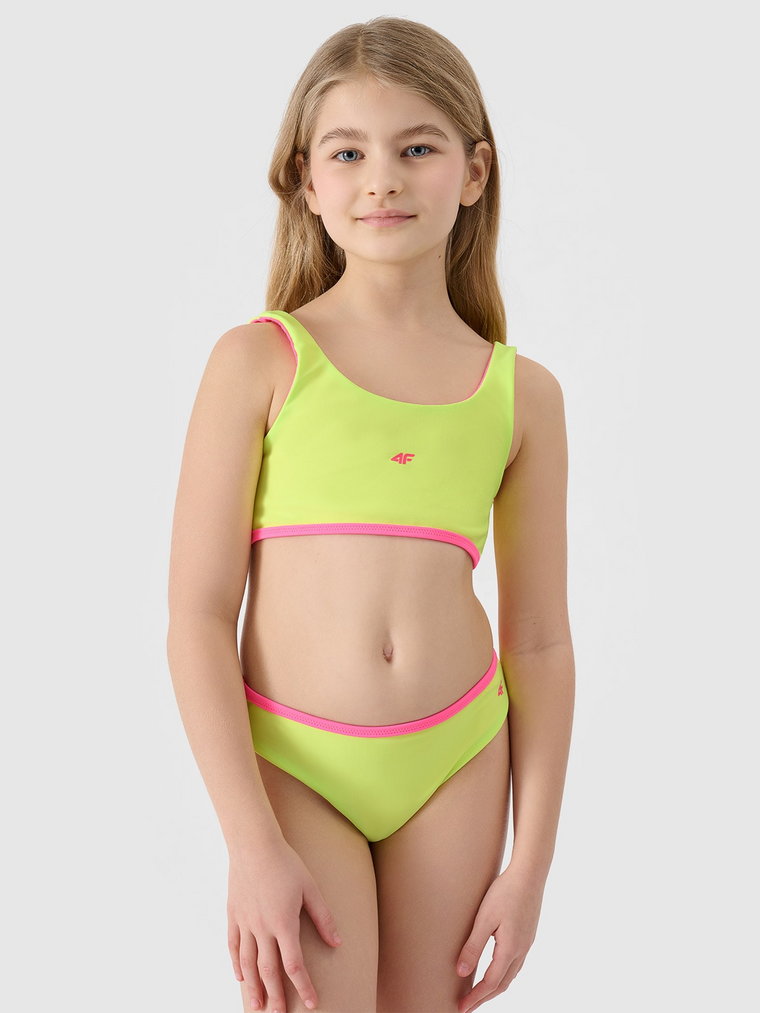 Kostium kąpielowy dwuczęściowy dziewczęcy - zielony/różowy