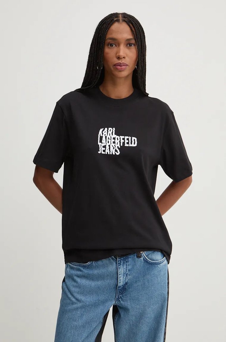 Karl Lagerfeld Jeans t-shirt bawełniany damski kolor czarny 246J1712