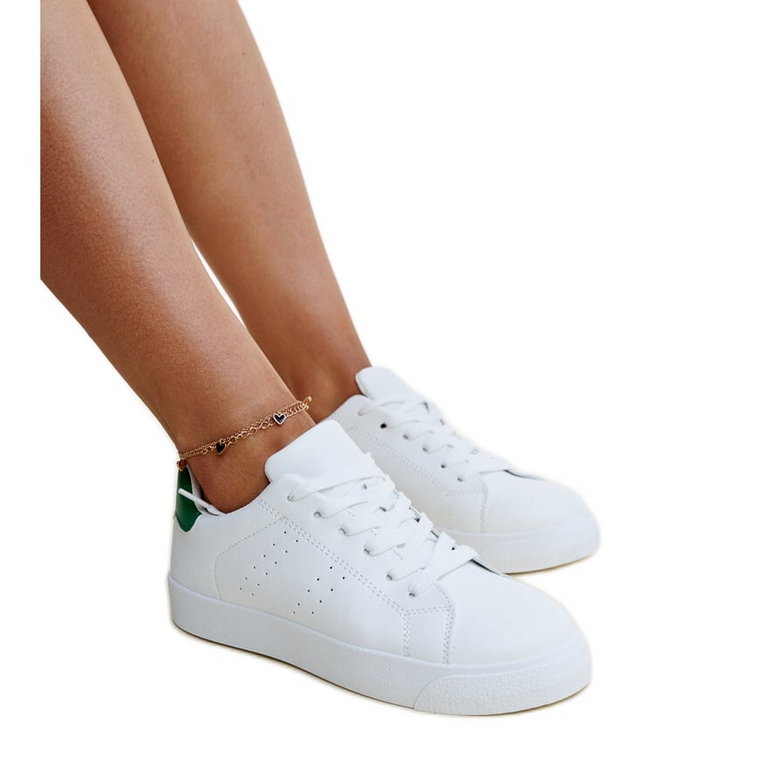 Biało-zielone sneakersy Akila białe