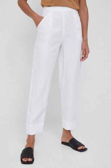 BEZPŁATNA wysyłka ponad 15 dolarów Zdobądź swój własny styl Outlet Zakupy  Moda Ubrania damskie Spodnie Spodnie lniane Spodnie lniane białe r M 100%lnu