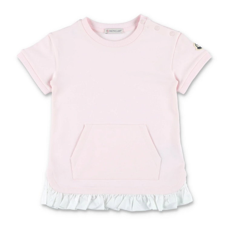 Różowa Sukienka T-shirt z Falbanką Moncler